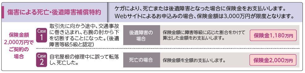 傷害による死亡・後遺障害補償