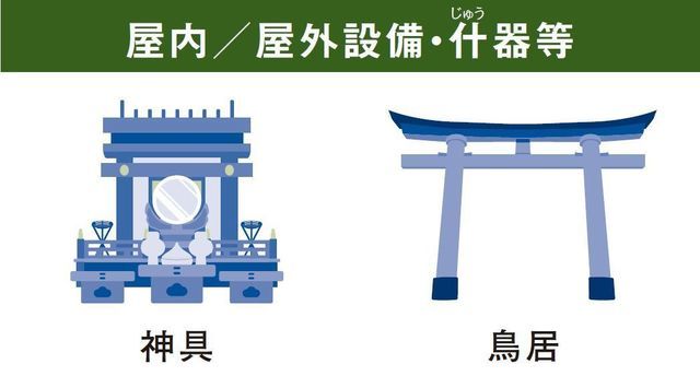 神社火災保険の屋内、屋外設備・什器等（神具、鳥居）