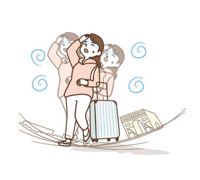 夏の外出や旅行中における急な熱中症など、予期せぬ病気で働けなくなるリスクのイメージ